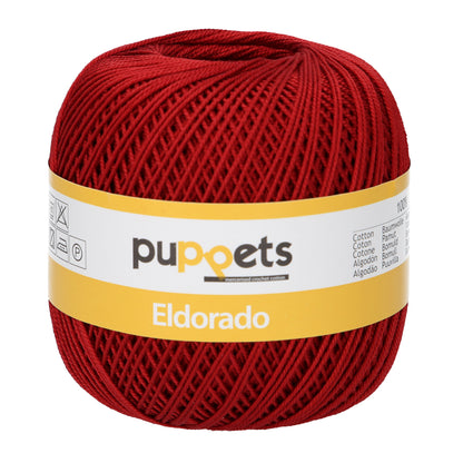 Ball of Puppets Eldorado No. 6 cotton yarn in dark red