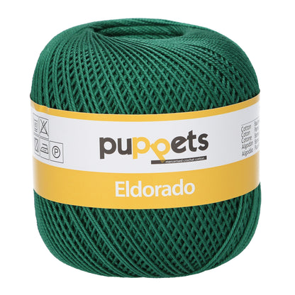 Ball of Puppets Eldorado No. 6 cotton yarn in bottle green