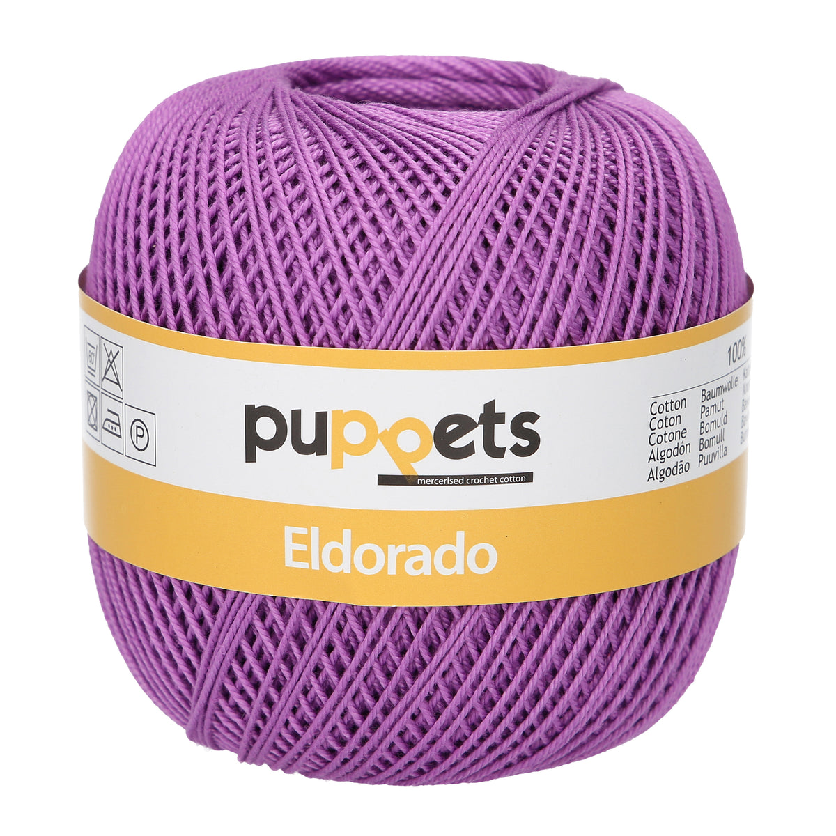 Ball of Puppets Eldorado No 6 cotton yarn in purple
