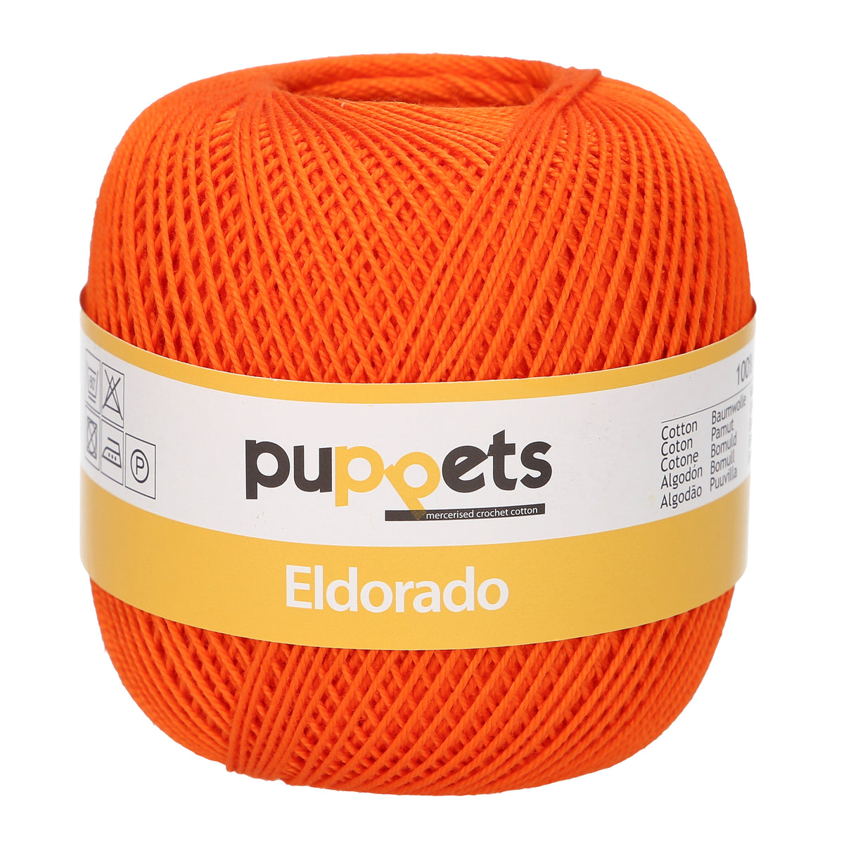 Ball of Puppets Eldorado No. 6 cotton yarn in orange
