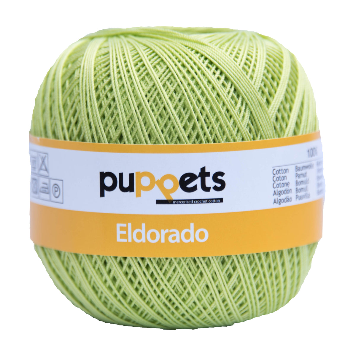 Ball of Puppets Eldorado No 10 cotton yarn in lime