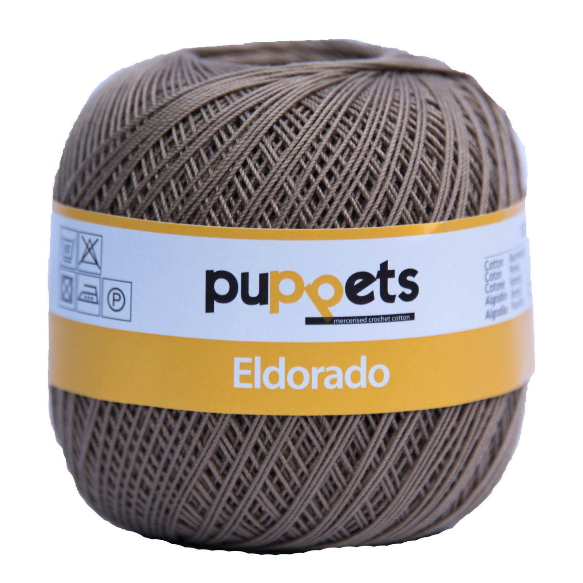 Ball of Puppets Eldorado No 10 cotton yarn in taupe