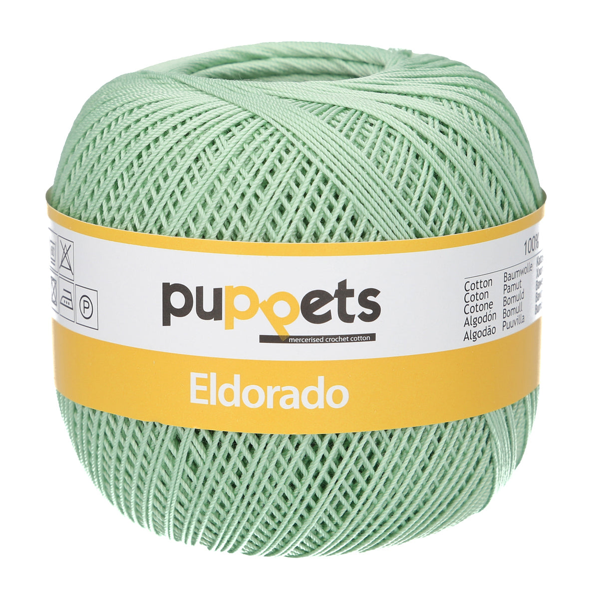 Ball of Puppets Eldorado No 10 cotton yarn in pale green