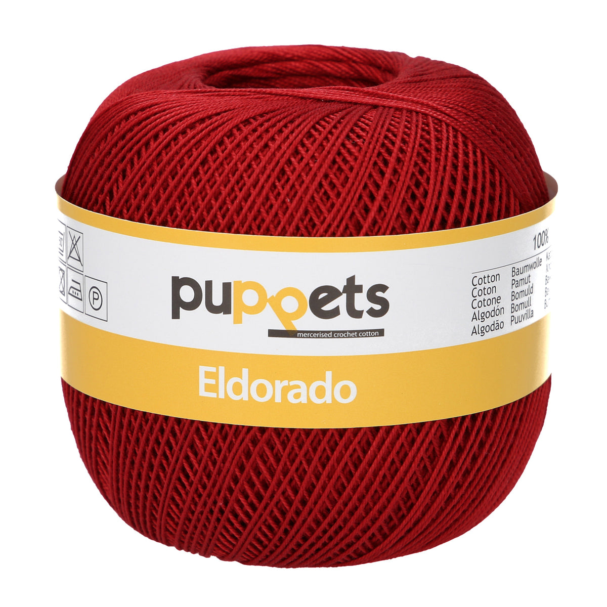 Ball of Puppets Eldorado No 12 cotton yarn in dark red