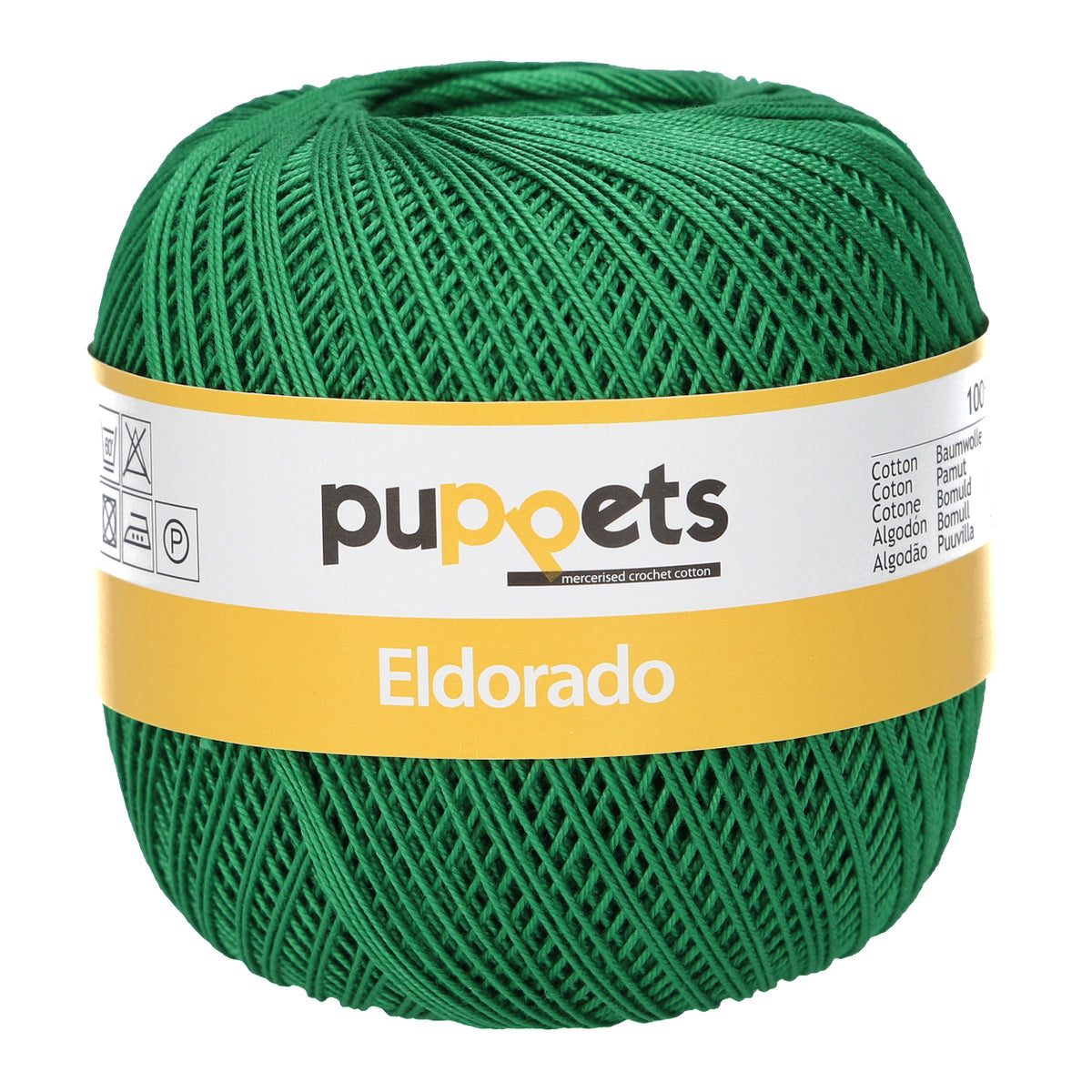 Ball of Puppets Eldorado No 12 cotton yarn in emerald