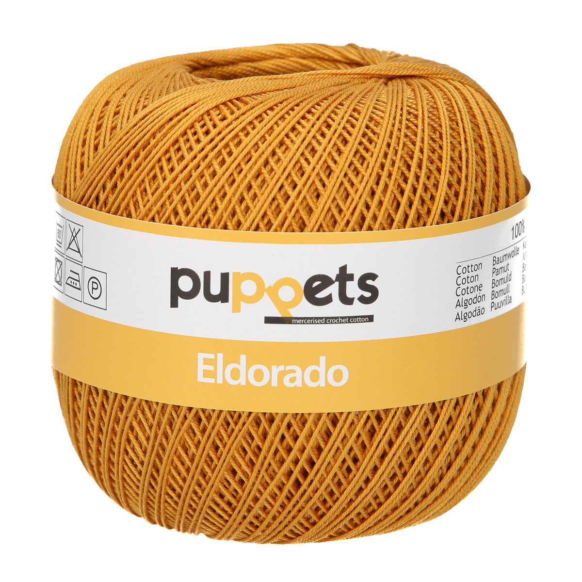 Ball of Puppets Eldorado No. 12 cotton yarn in dark gold