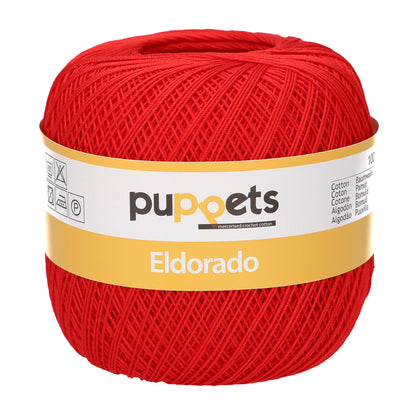 Ball of Puppets Eldorado cotton crochet yarn in red
