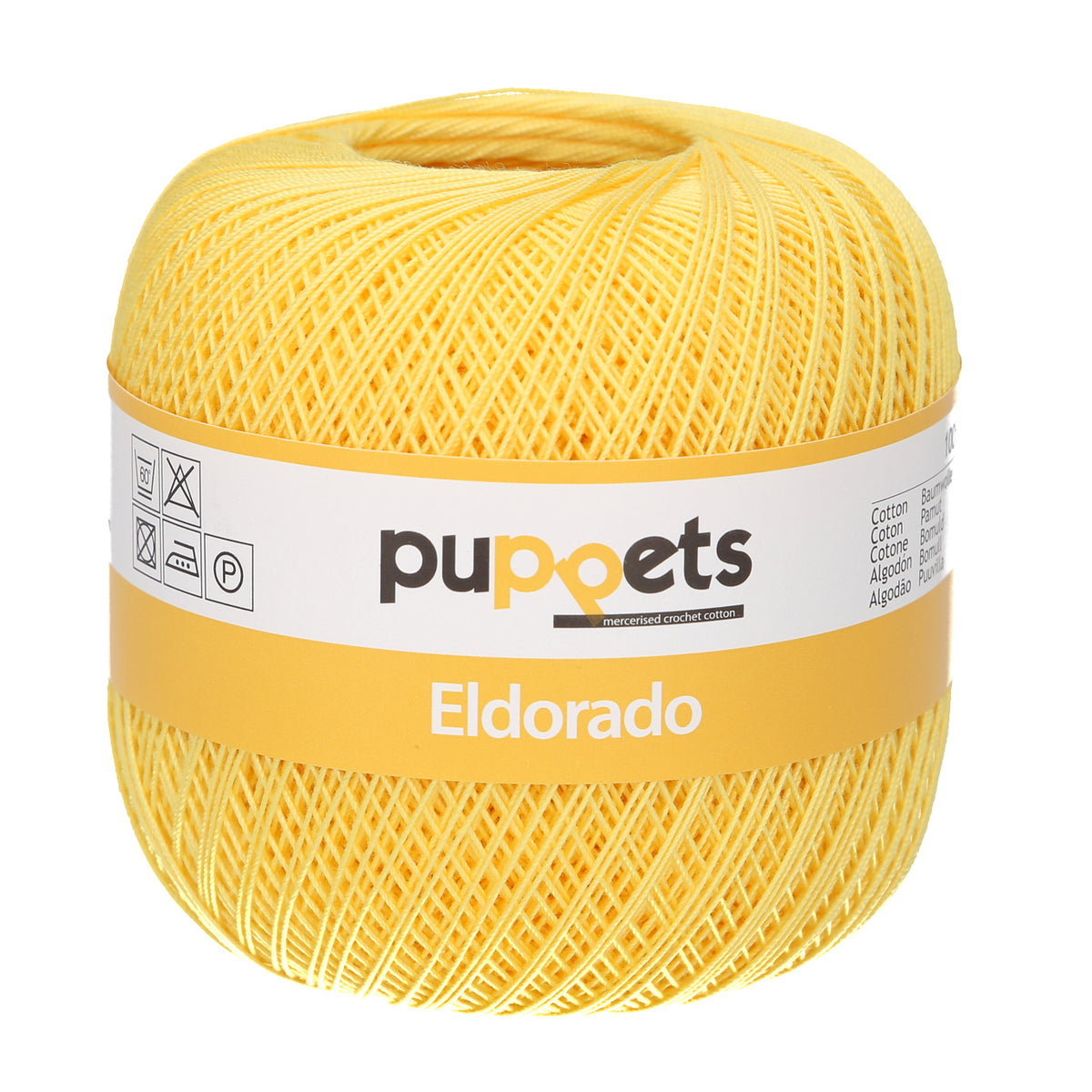 Ball of Puppets Eldorado cotton crochet yarn in yellow