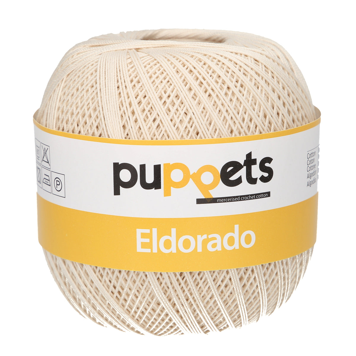 Ball of Puppets Eldorado cotton crochet yarn in ecru