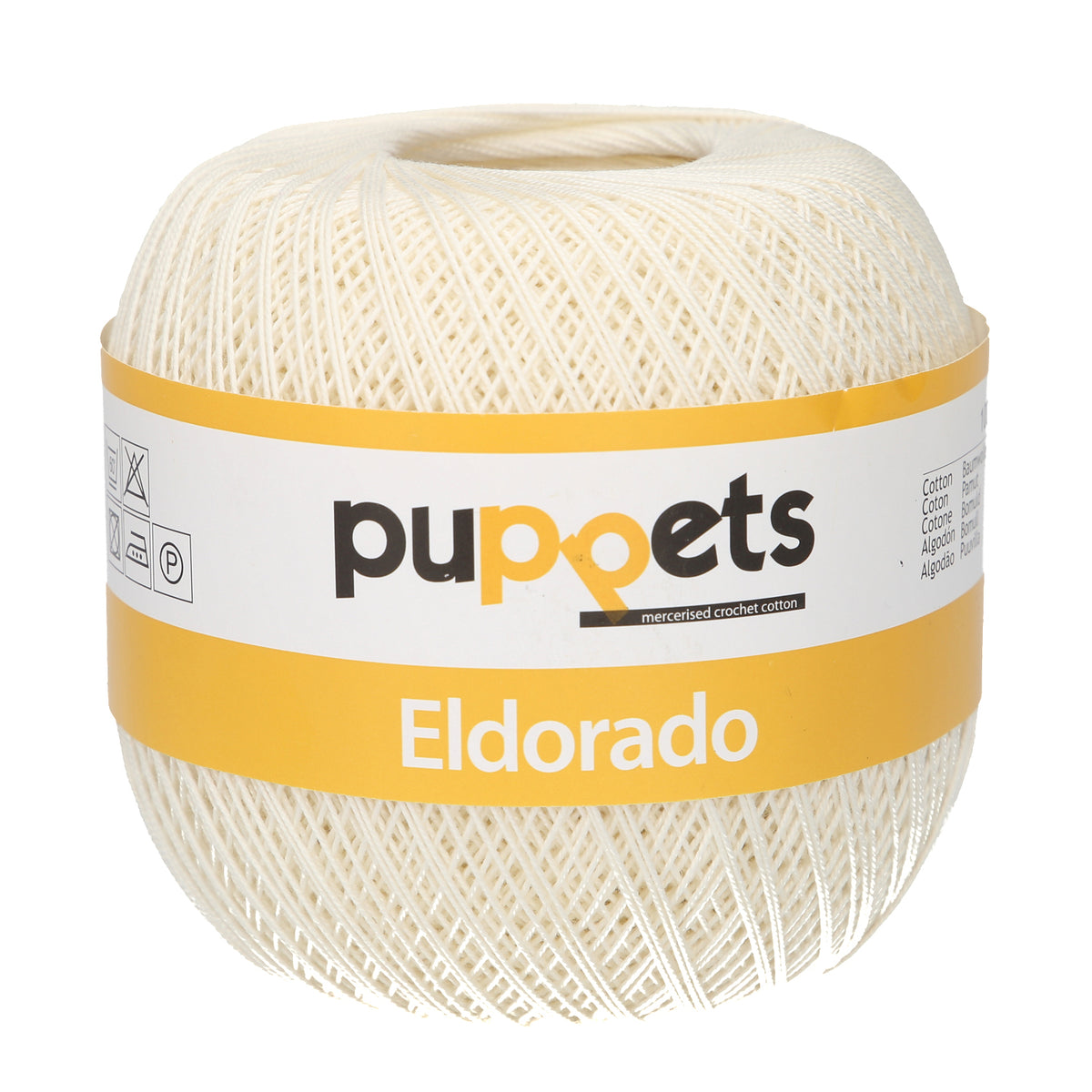 Ball of Puppets Eldorado cotton crochet yarn in cream