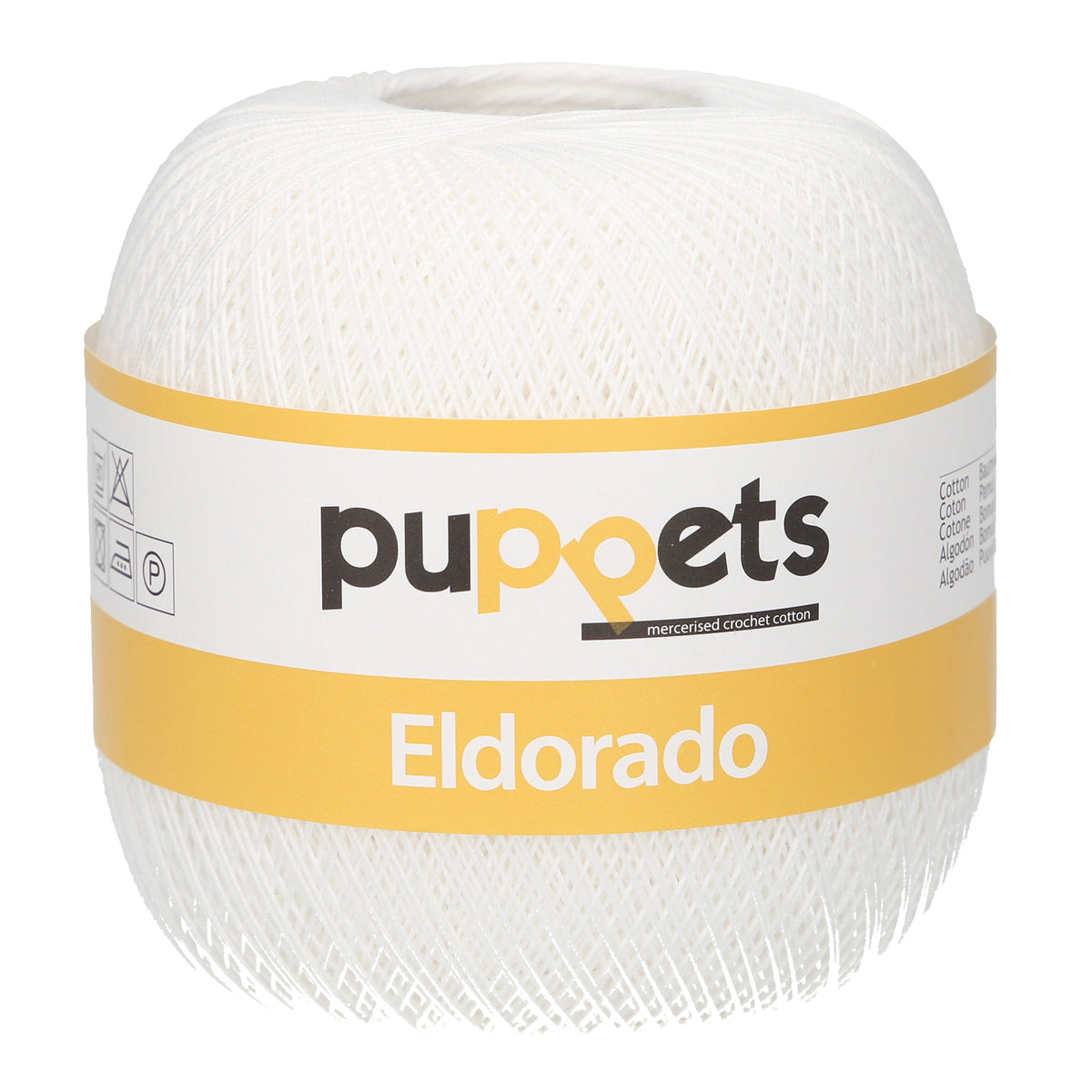 Ball of Puppets Eldorado cotton crochet yarn in white