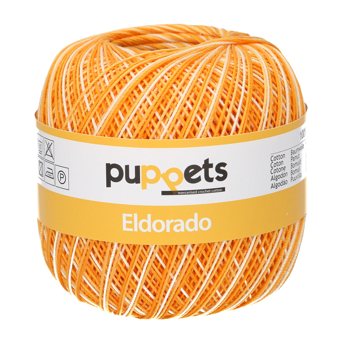 Ball of Puppets Eldorado variegated cotton crochet yarn in orange