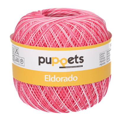 Ball of Puppets Eldorado variegated cotton crochet yarn in dark pink