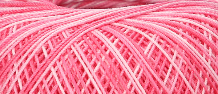 Ball of Puppets Eldorado variegated cotton crochet yarn in dark pink