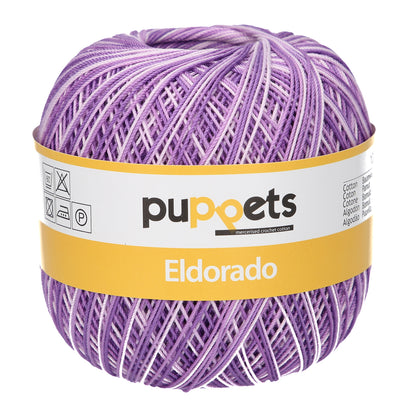 Ball of Puppets Eldorado variegated cotton crochet yarn in lilac