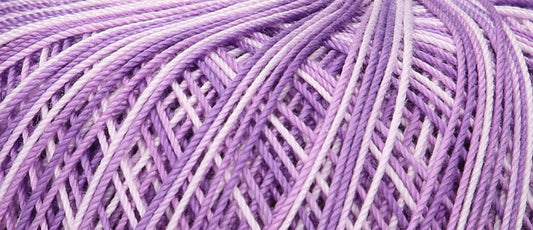 Ball of Puppets Eldorado variegated cotton crochet yarn in lilac