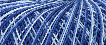 Ball of Puppets Eldorado variegated cotton crochet yarn in dark blue