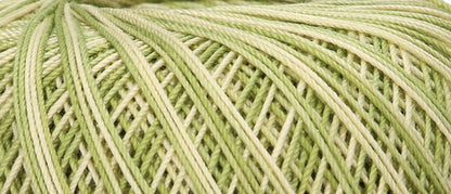 Ball of Puppets Eldorado variegated cotton crochet yarn in pale green