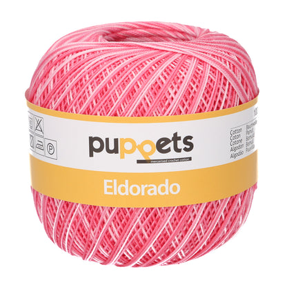Ball of Puppets Eldorado variegated cotton crochet yarn in dark pink