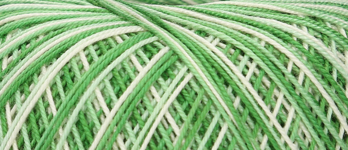 Ball of Puppets Eldorado variegated cotton crochet yarn in green