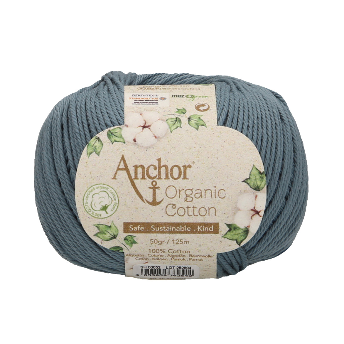Ball of ocean blue Anchor Organic Cotton yarn