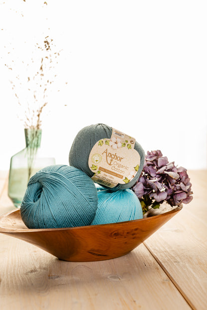 Ball of ocean blue Anchor Organic Cotton yarn