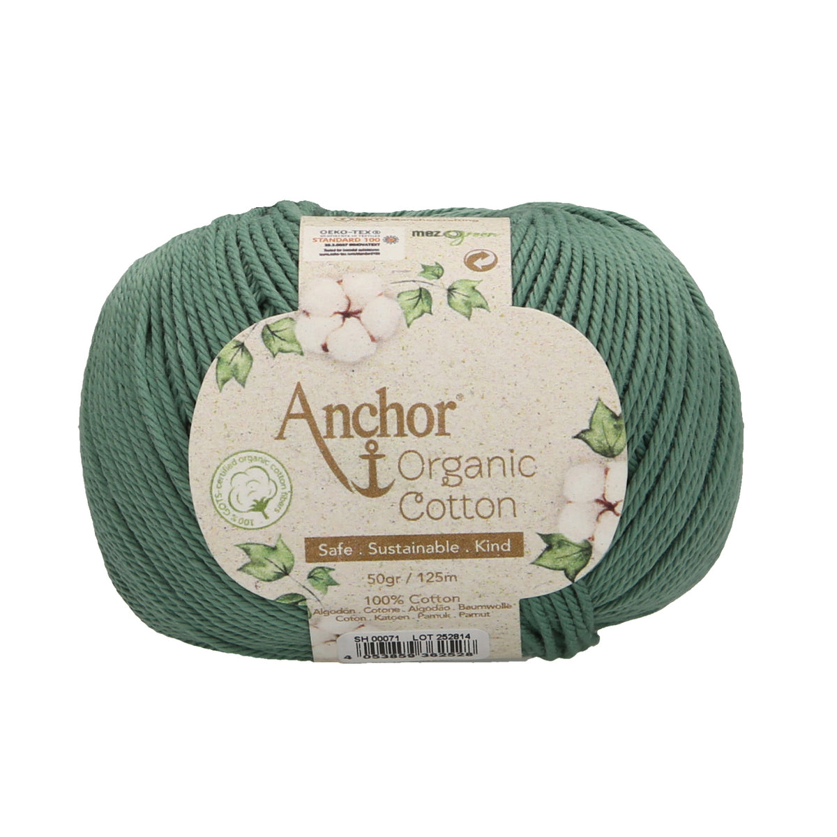 Ball of emerald lake Anchor Organic Cotton yarn