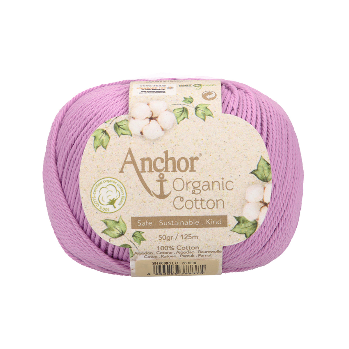 Ball of orchid Anchor Organic Cotton yarn