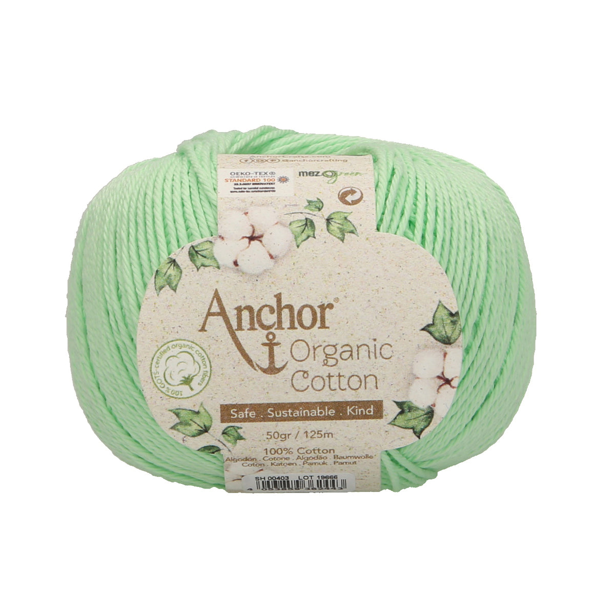 Ball of aqua wave Anchor Organic Cotton yarn