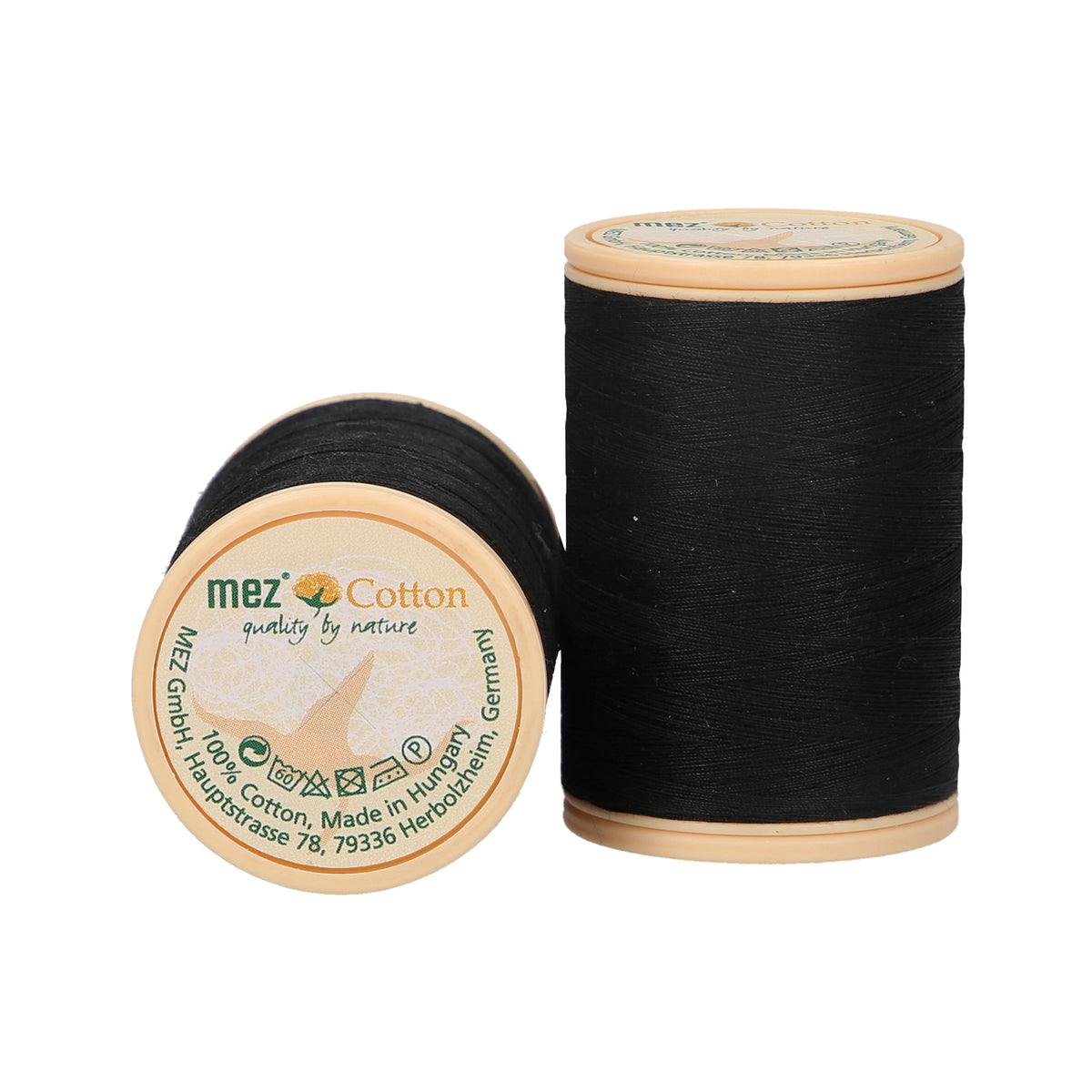 Close-up of black Coats cotton sewing thread