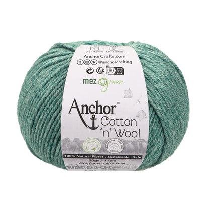 Ball of emerald Anchor Cotton 'n' Wool 4 ply yarn