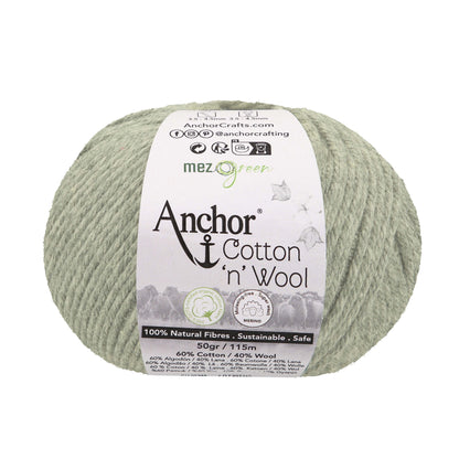 Ball of jade Anchor Cotton 'n' Wool 4 ply yarn