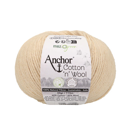 Ball of Anchor Cotton 'n' Wool 4 ply yarn in Opal