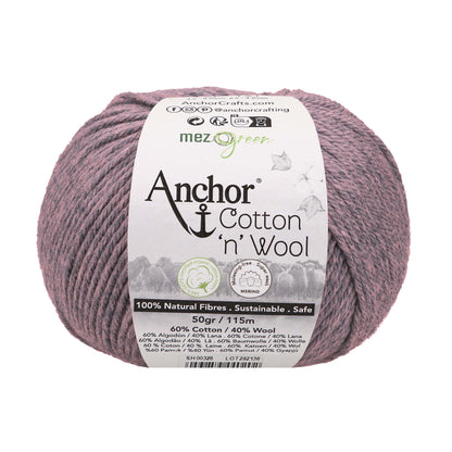 Ball of amethyst Anchor Cotton 'n' Wool 4 ply yarn