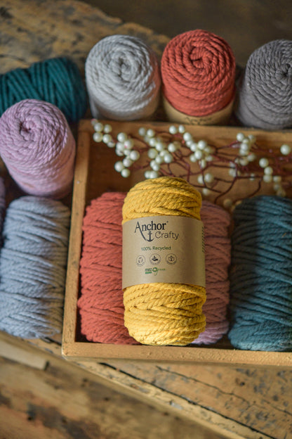 Ball of Anchor Crafty twisted 5mm cord in Mustard