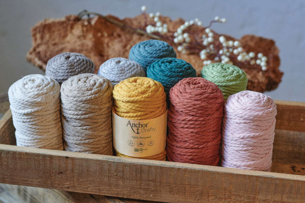 Ball of Anchor Crafty twisted rope yarn in ash