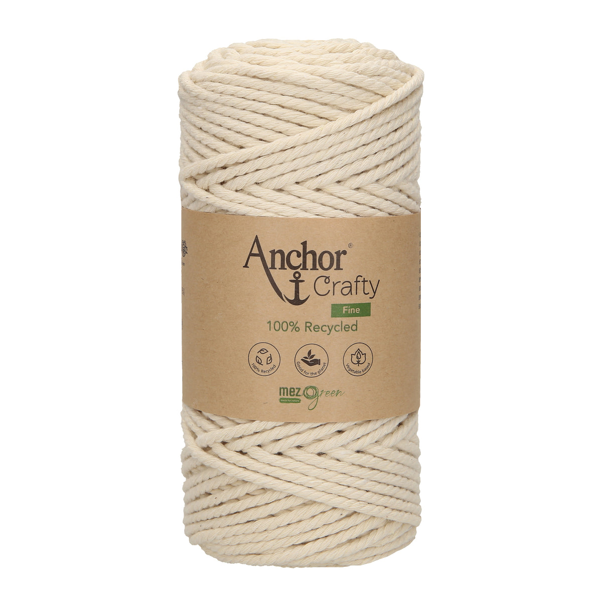 Ball of Anchor Crafty Fine twisted 3mm cord in Natural