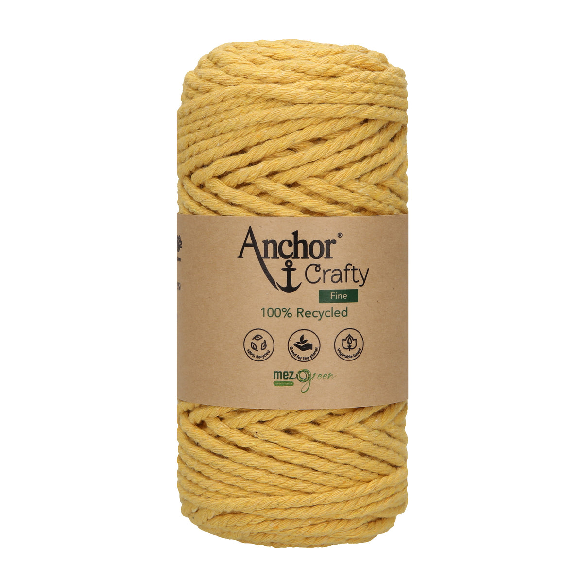 Ball of Anchor Crafty Fine twisted 3mm cord in Mustard