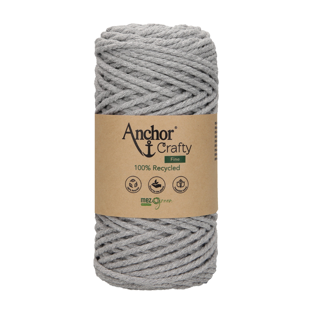 Ball of Anchor Crafty Fine twisted 3mm cord in Ash