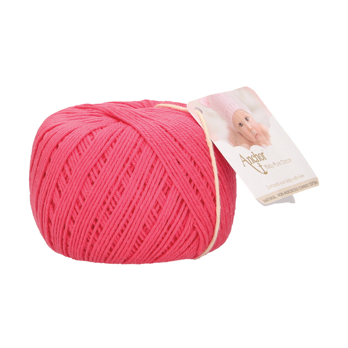 Ball of Anchor Baby Pure Cotton 4 ply yarn in Sweet Pink