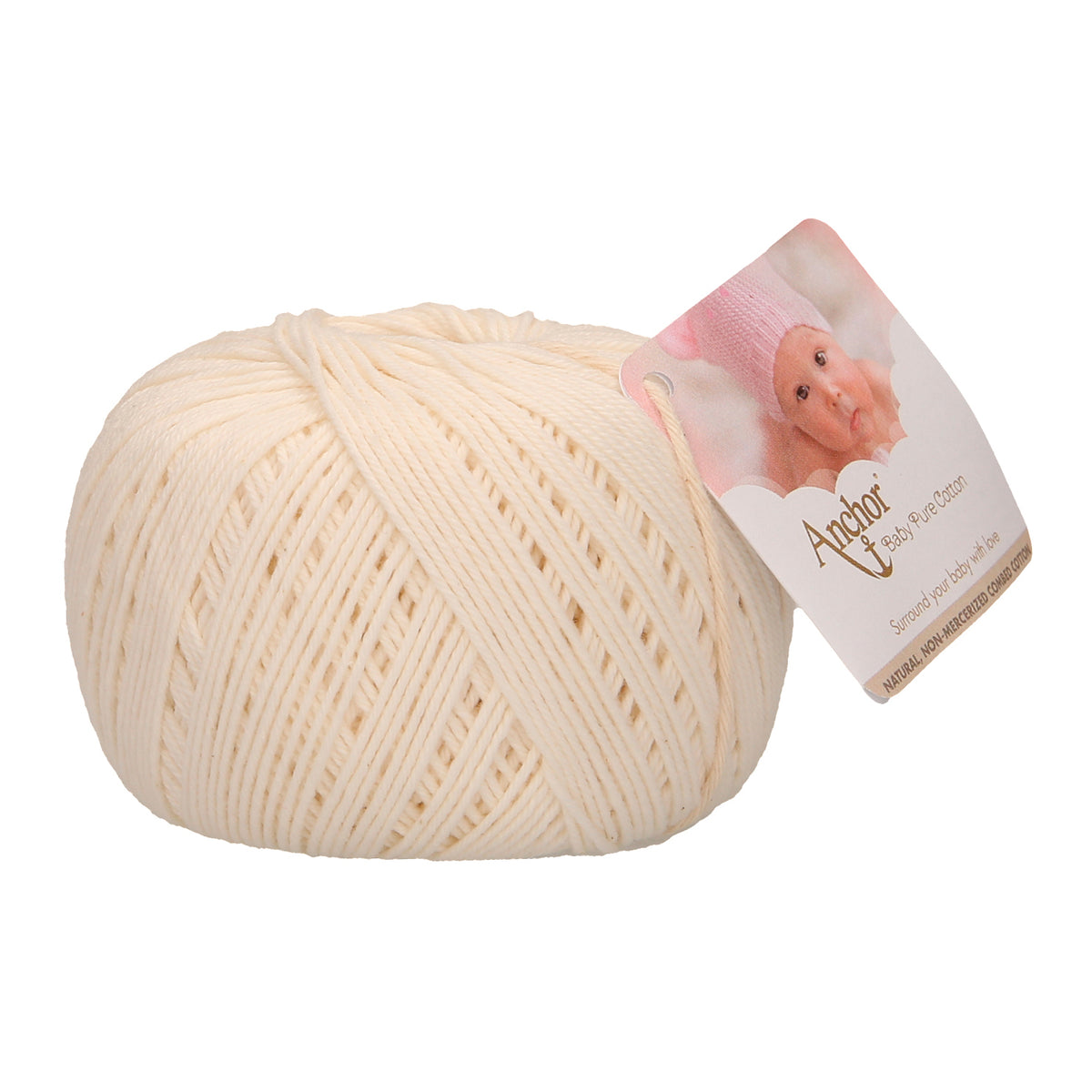 Ball of Anchor Baby Pure Cotton 4 ply yarn in Natural