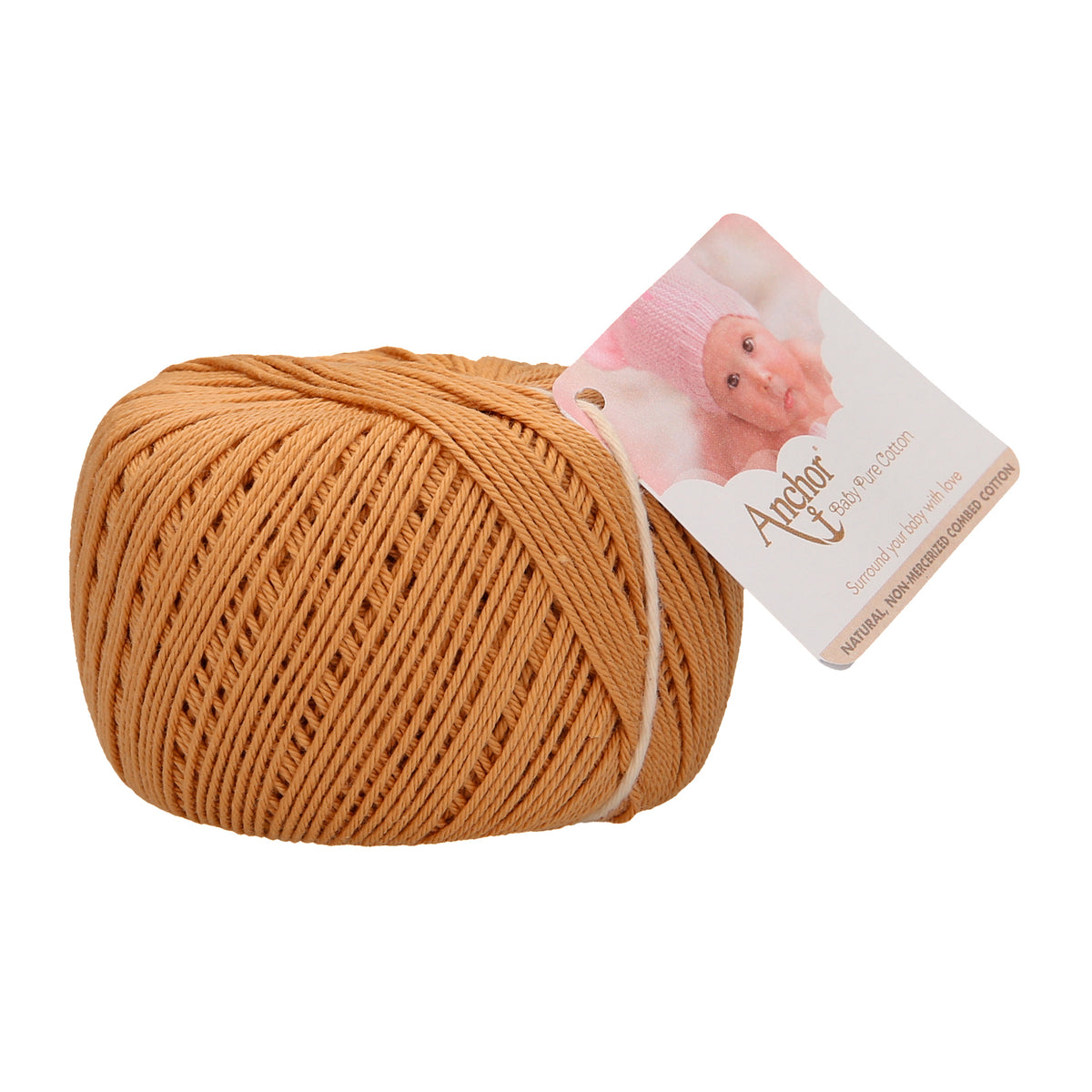 Ball of Anchor Baby Pure Cotton 4 ply yarn in Gold