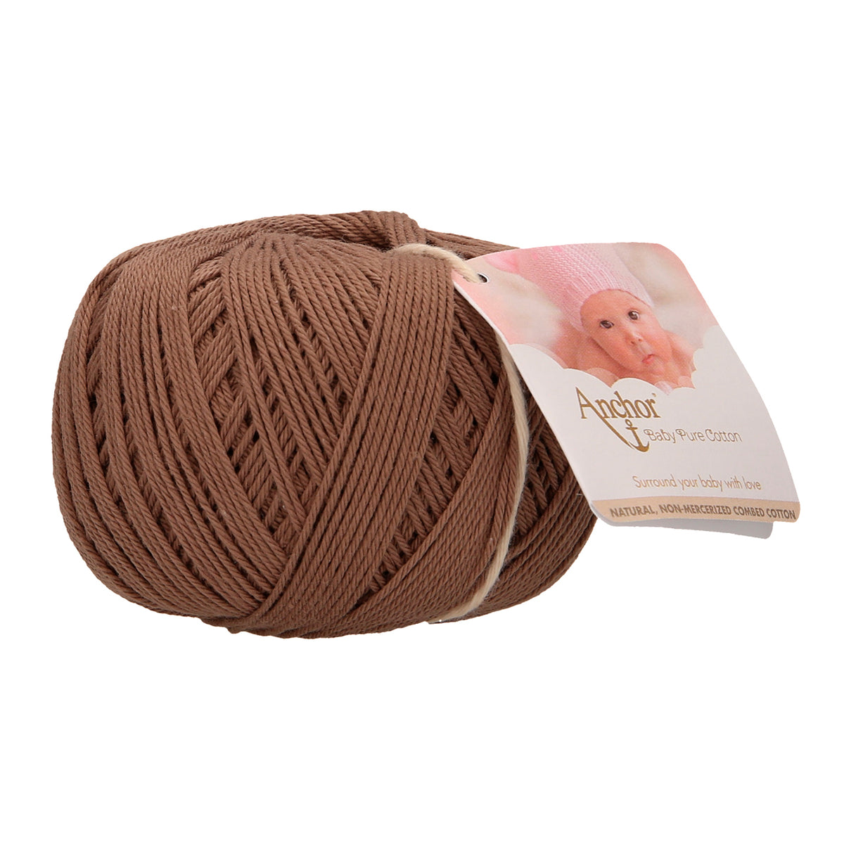 Ball of Anchor Baby Pure Cotton 4 ply yarn in Brown