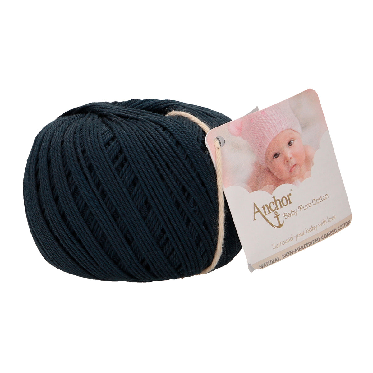 Ball of Anchor Baby Pure Cotton 4 ply yarn in Navy