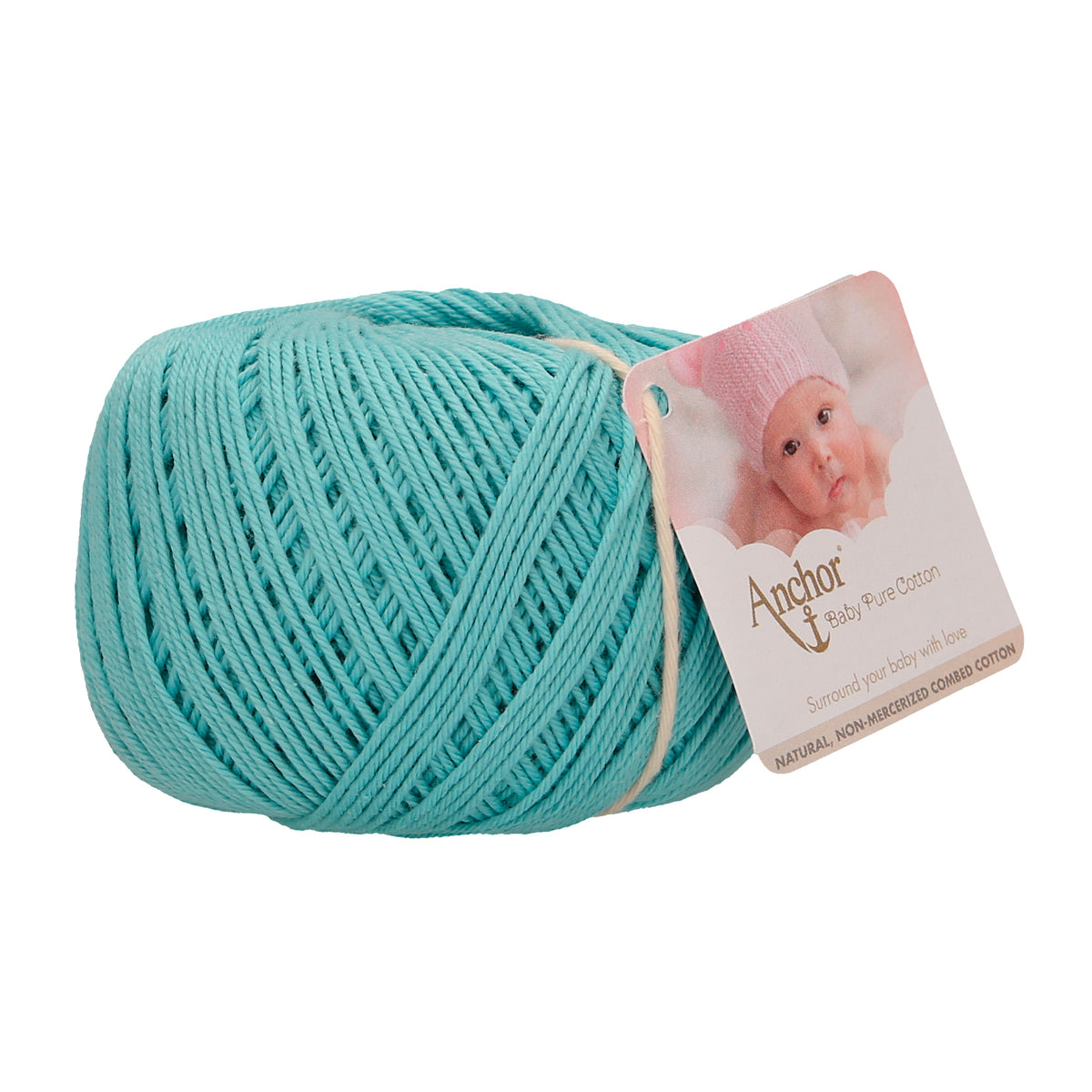 Ball of Anchor Baby Pure Cotton yarn in Aqua