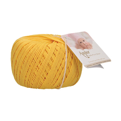 Ball of Anchor Baby Pure Cotton 4 ply yarn in Lemon Yellow