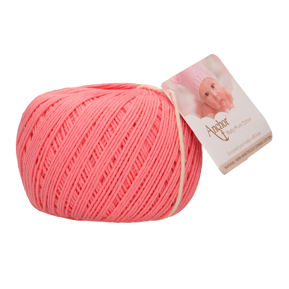 Ball of Anchor Baby Pure Cotton 4 ply yarn in Pink