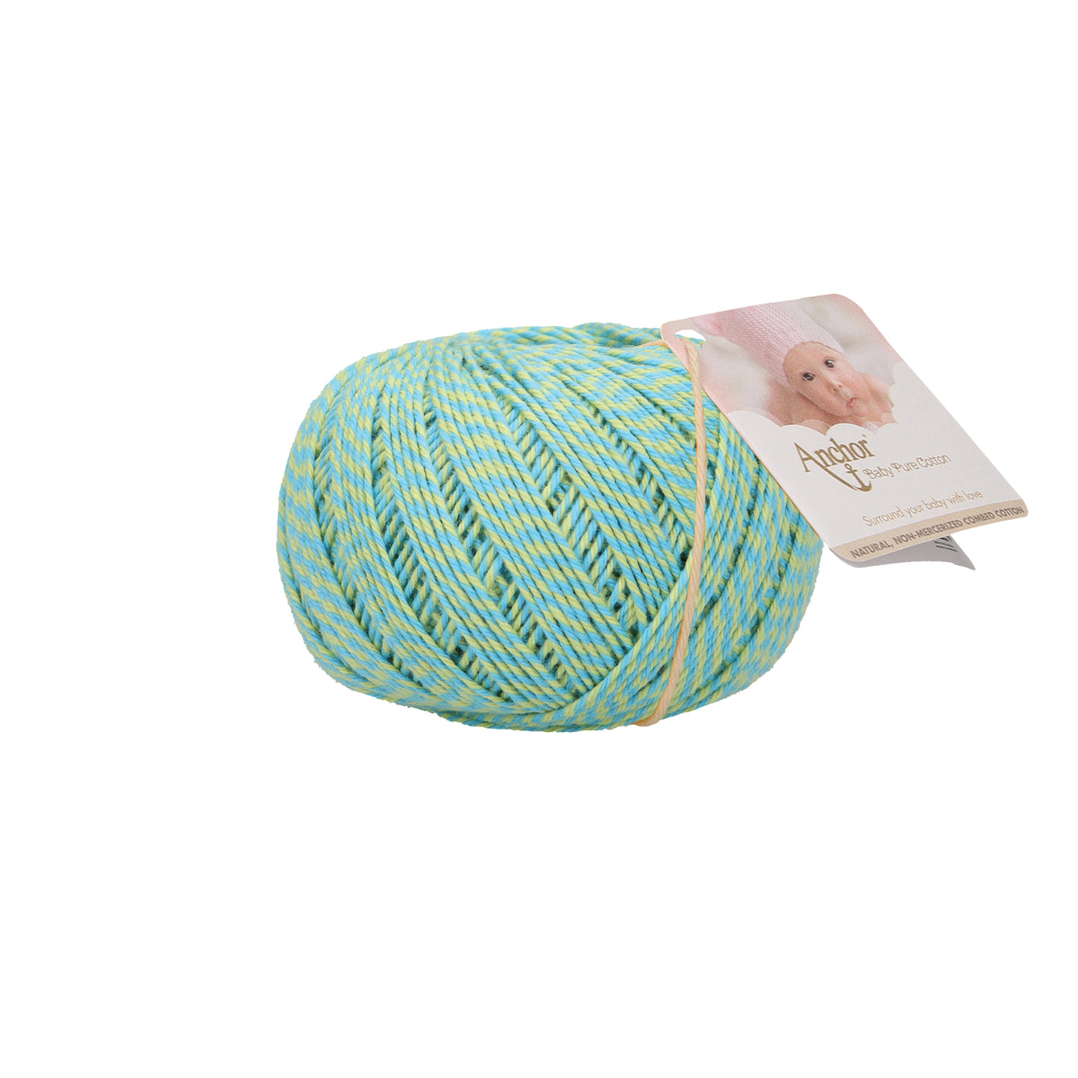 Ball of Anchor Baby Pure Cotton yarn in spotty lollypop