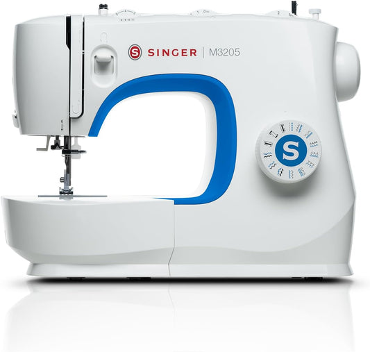 Singer M3205 Azure Edition Sewing Machine with Free Carry Bag worth £35 - Auto threader, 23 stitch patterns, overlocking and stretch stitches - Latest 2026 model year