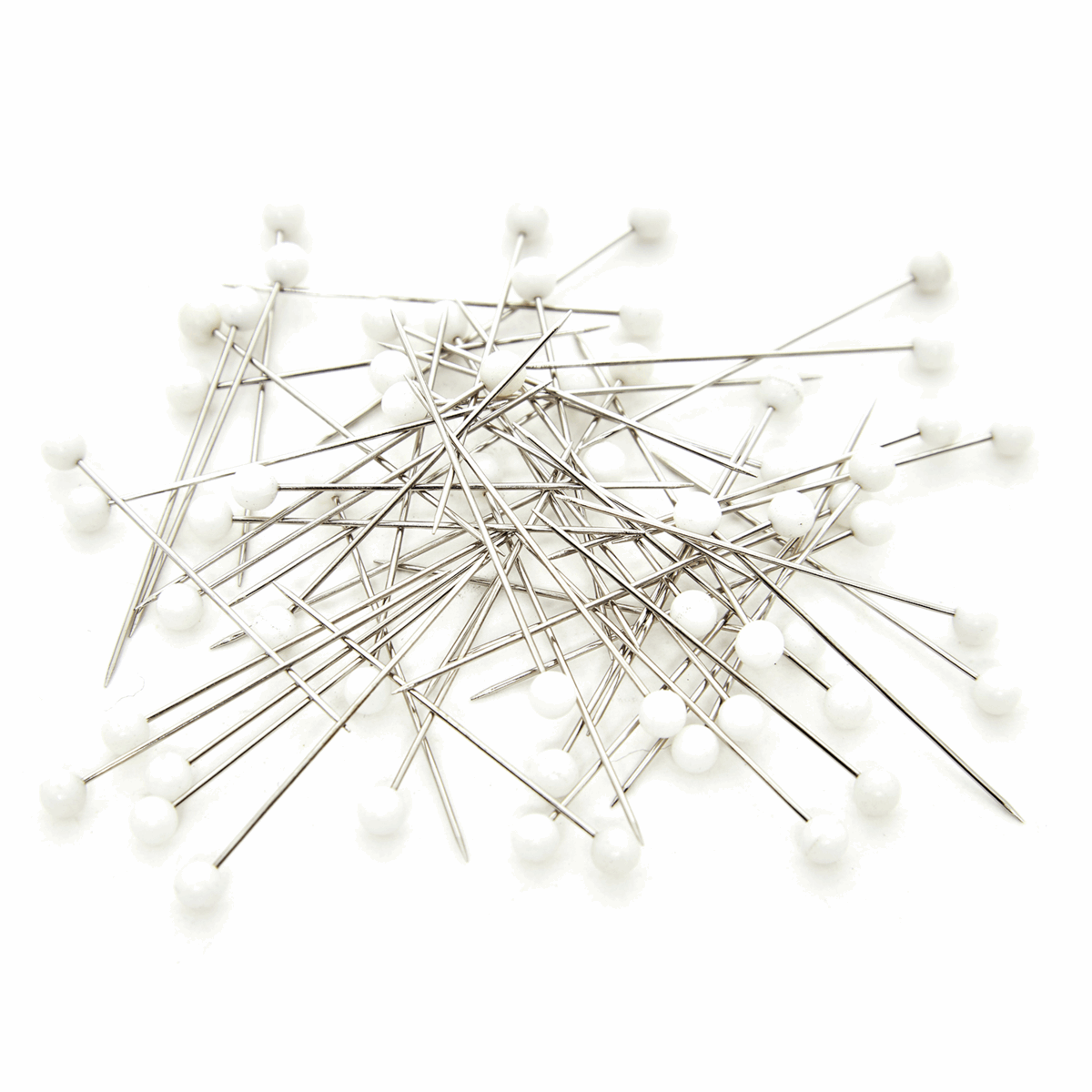 Hemline Gold 75 White Plastic Head Nickel Sewing Pins 38mm